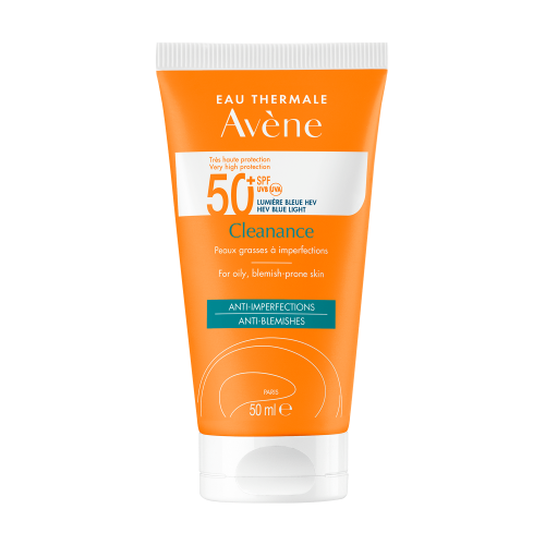 Avène Cleanance SPF 50+ | 50 ml Très haute protection solaire pour les peaux sensibles grasses à imperfections.